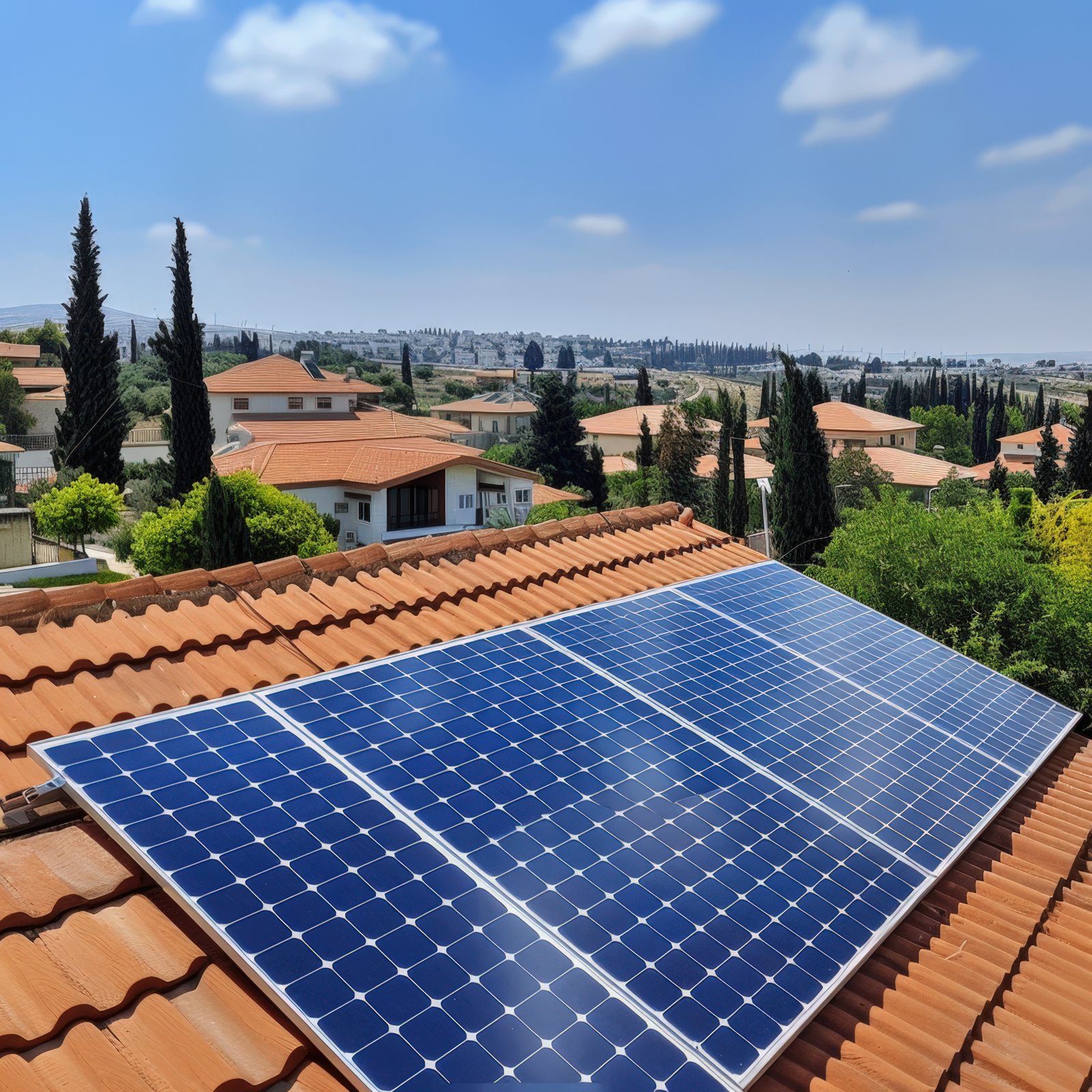 Solar panels on a rooftop